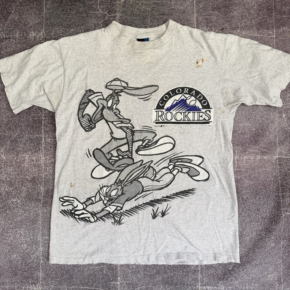 Men's Vintage 90's Sun Colorado Rockies Looney Tunes Taz AOP T Shirt Tee Sz L
